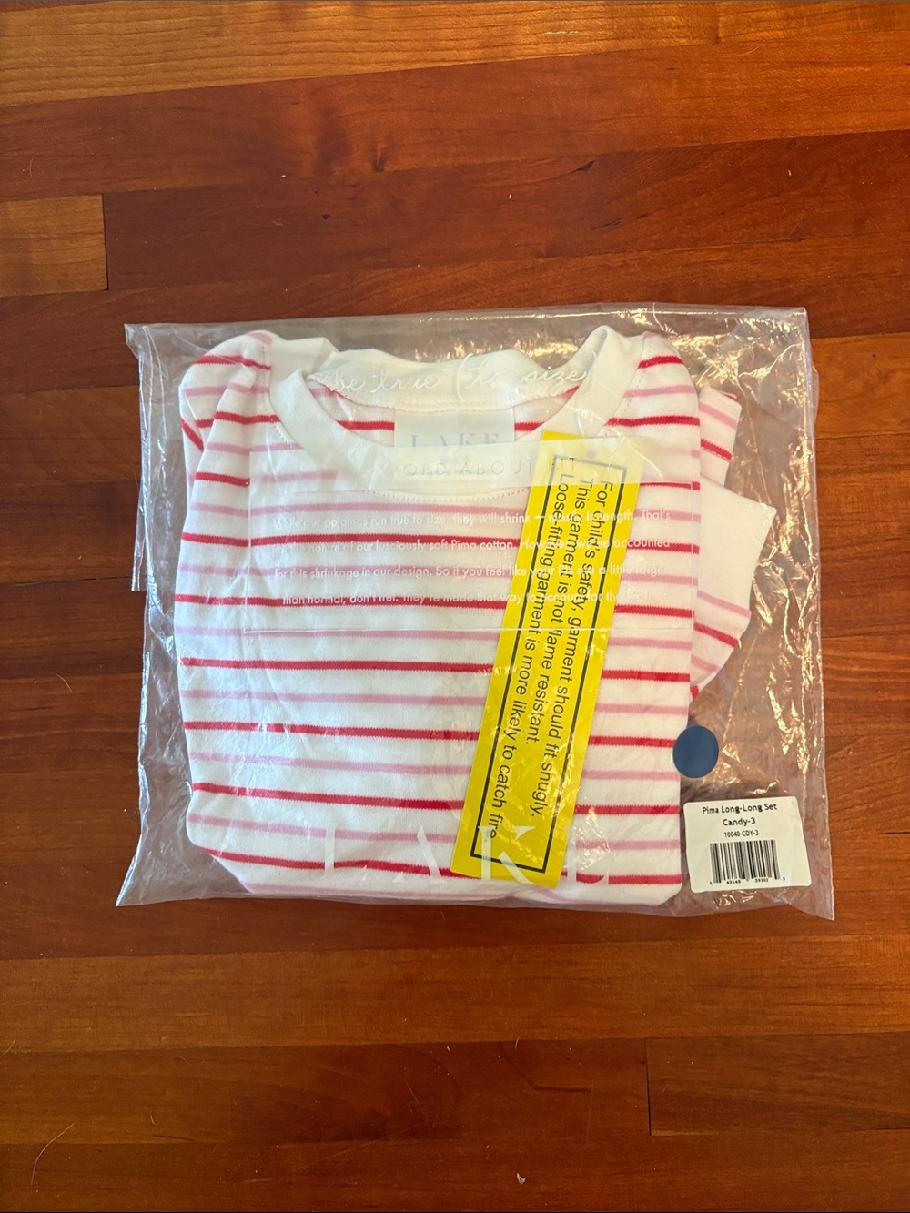 Lake Pajamas Kids Pima Cotton Long Long Pajama Set in Candy Stripe SZ 3 NEW - Picture 3 of 4